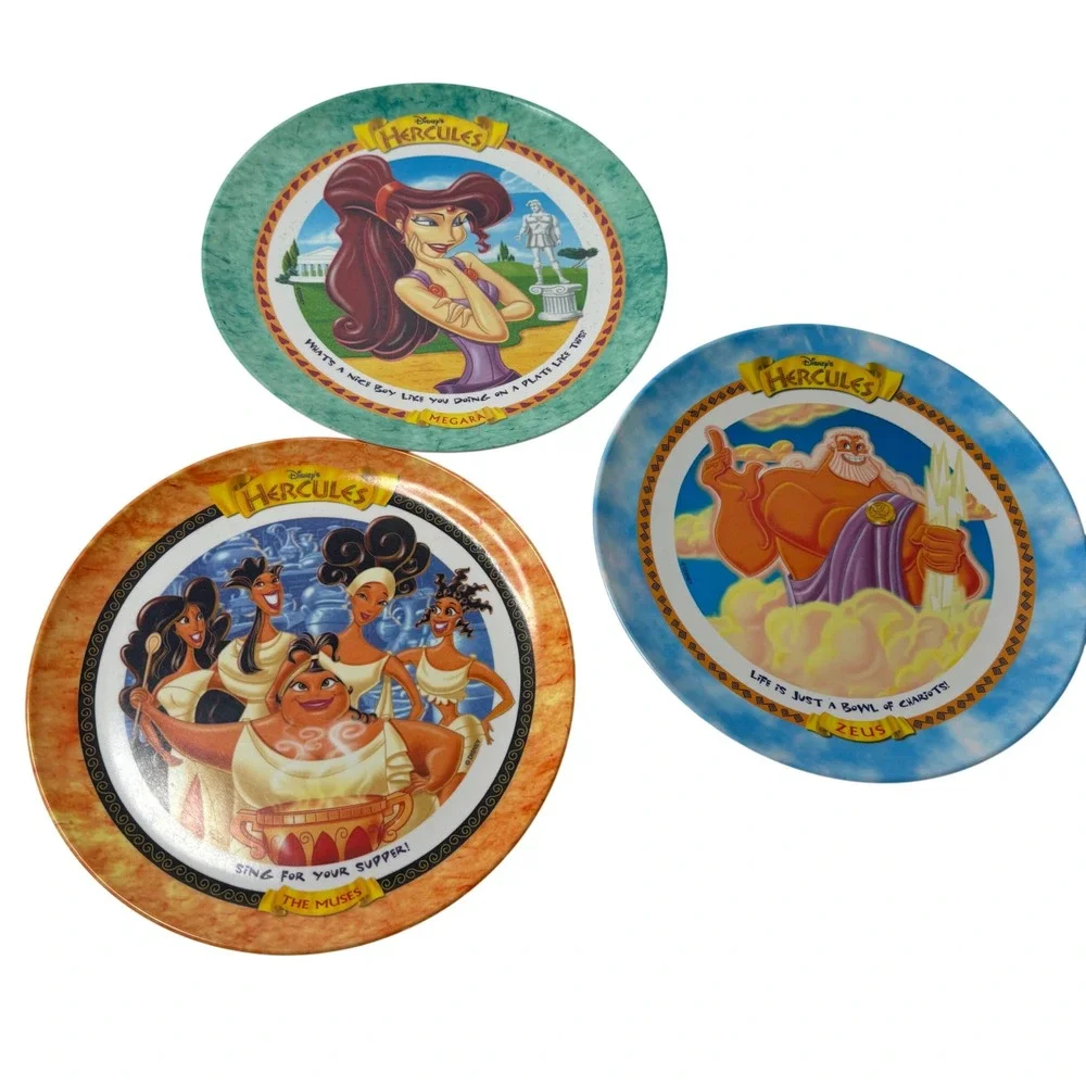 Vintage Disney Hercules Melamine Plates Set of 3 Megara Zeus The Muses 1997